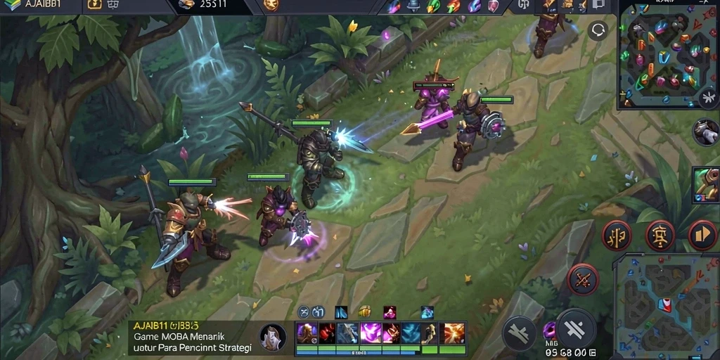 Tangkapan layar gameplay AJAIB11 dengan aksi seru di arena MOBA.
