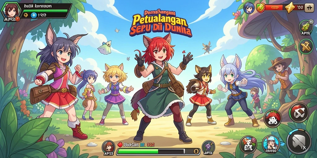 Screenshot API33 menampilkan gameplay yang kaya akan aksi dan karakter Anime.