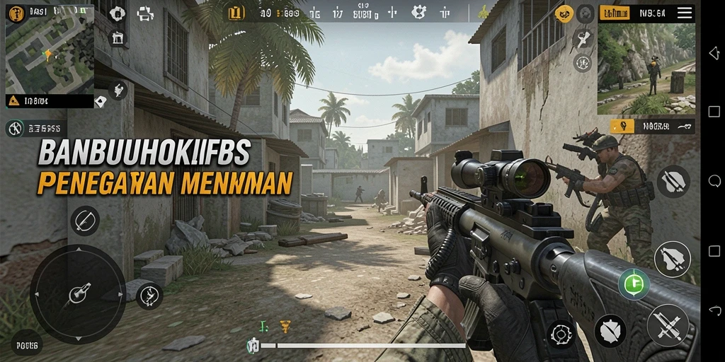 Tangkapan layar menunjukkan momen intens dalam permainan FPS.