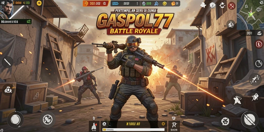 Tangkapan layar menunjukkan aksi seru dalam pertempuran Battle Royale.