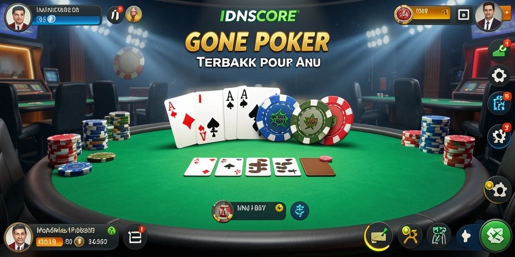 Tampilan gameplay seru IDNSCORE dengan berbagai mode Poker.