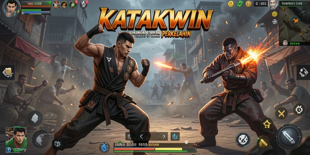 Tampilan menarik dari gameplay KATAKWIN dengan aksi pertarungan yang dinamis.