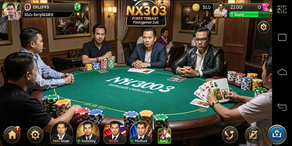 Tampilan gameplay Poker yang seru dan mendebarkan di NX303.