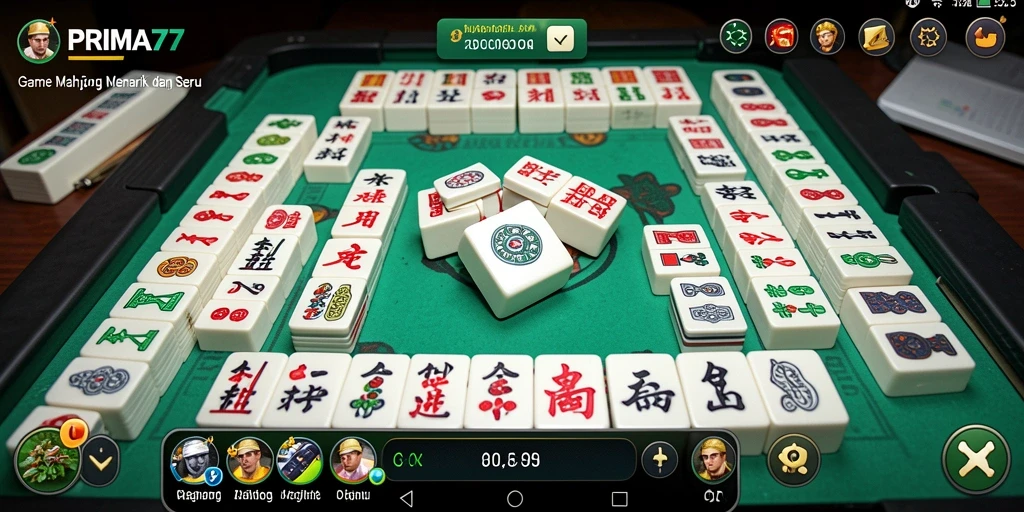 Tampilan gameplay menarik dari PRIMA77 dengan berbagai ubin Mahjong.