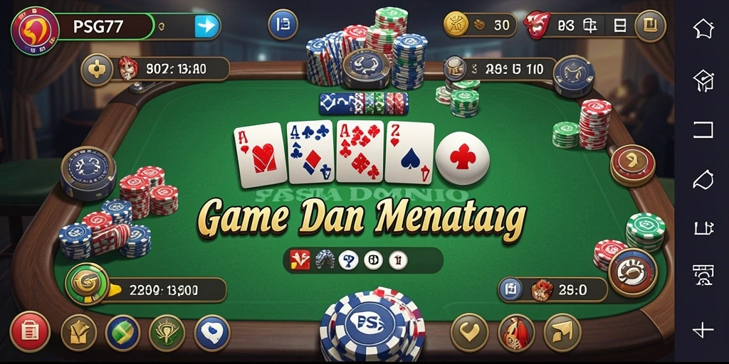 Screenshot utama PSG77 menunjukkan gameplay Domino yang seru dan menantang.
