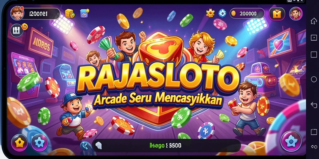 Screenshot utama RAJASLOTO menunjukkan gameplay yang menarik dan berwarna.