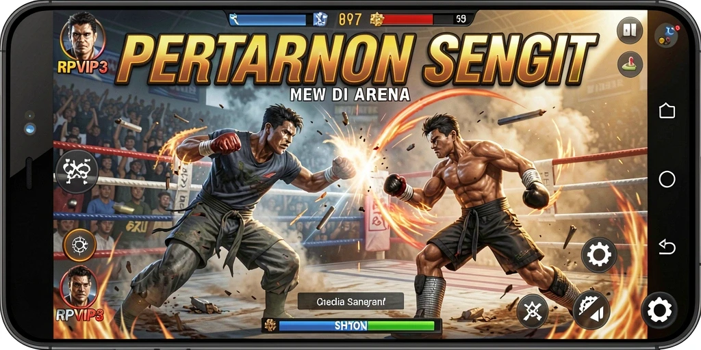 Screenshot utama RPVIP3 menampilkan duel seru antara karakter-karakter kuat.