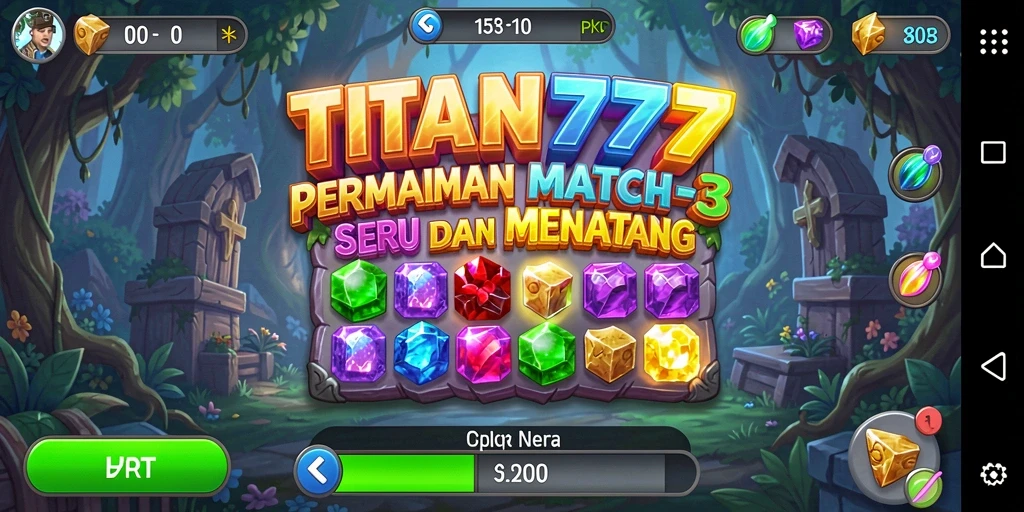 Tampilan gameplay seru dari TITAN777 dengan kombinasi elemen berwarna.