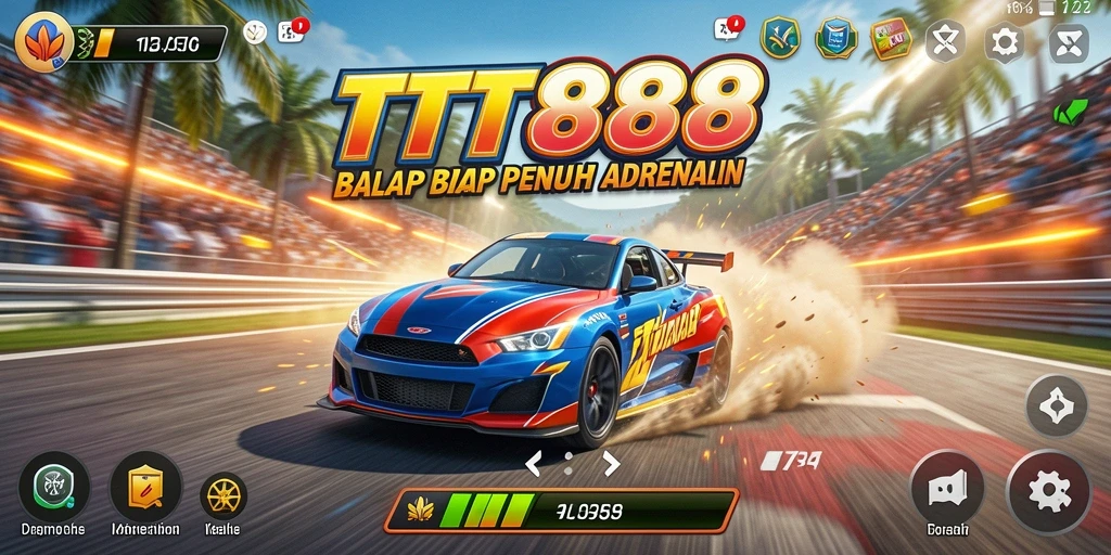 Tangkapan layar gameplay TTT888 yang mendebarkan di trek balap.