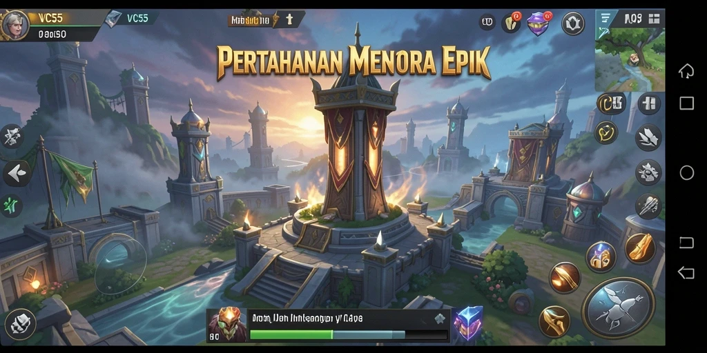 Tampilan gameplay VC55 yang menegangkan dan strategis dalam melindungi markas.