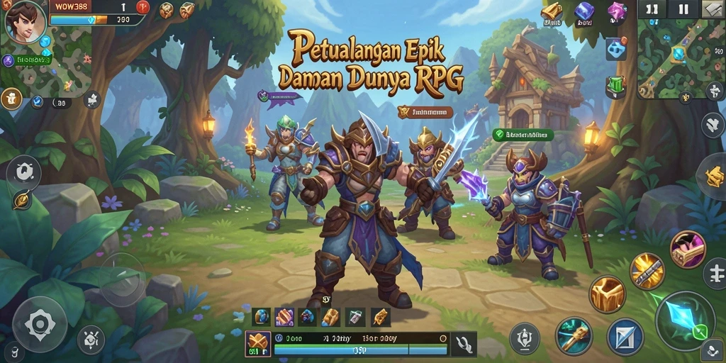 Tampilan gameplay RPG yang mendebarkan di WOW388.